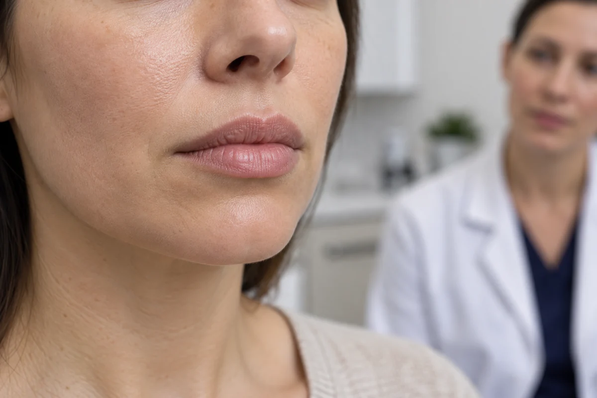 Dudak bölgesinin klinik değerlendirmesine ilişkin yapay zekâ ile hazırlanmış temsili sahne